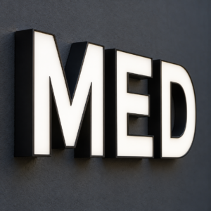 Channel letter sign detail: Type 6 – Inset Acrylic Face Lit / With Border (No Trimcap)