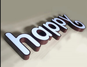 Channel letter sign detail: Type 6 – Inset Acrylic Face Lit / With Border (No Trimcap)