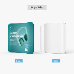 Single sided curved tension fabric display with a plain back
