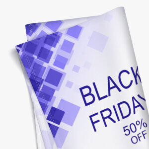 Wrinkle free fabric banners printed with a Black Friday sale design