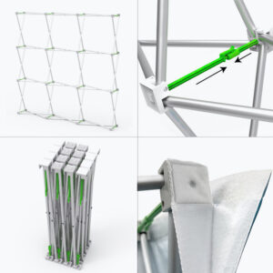 Straight Velcro fabric pop up display accordion frame