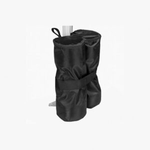 Event tent sandbag strapped around a tent leg