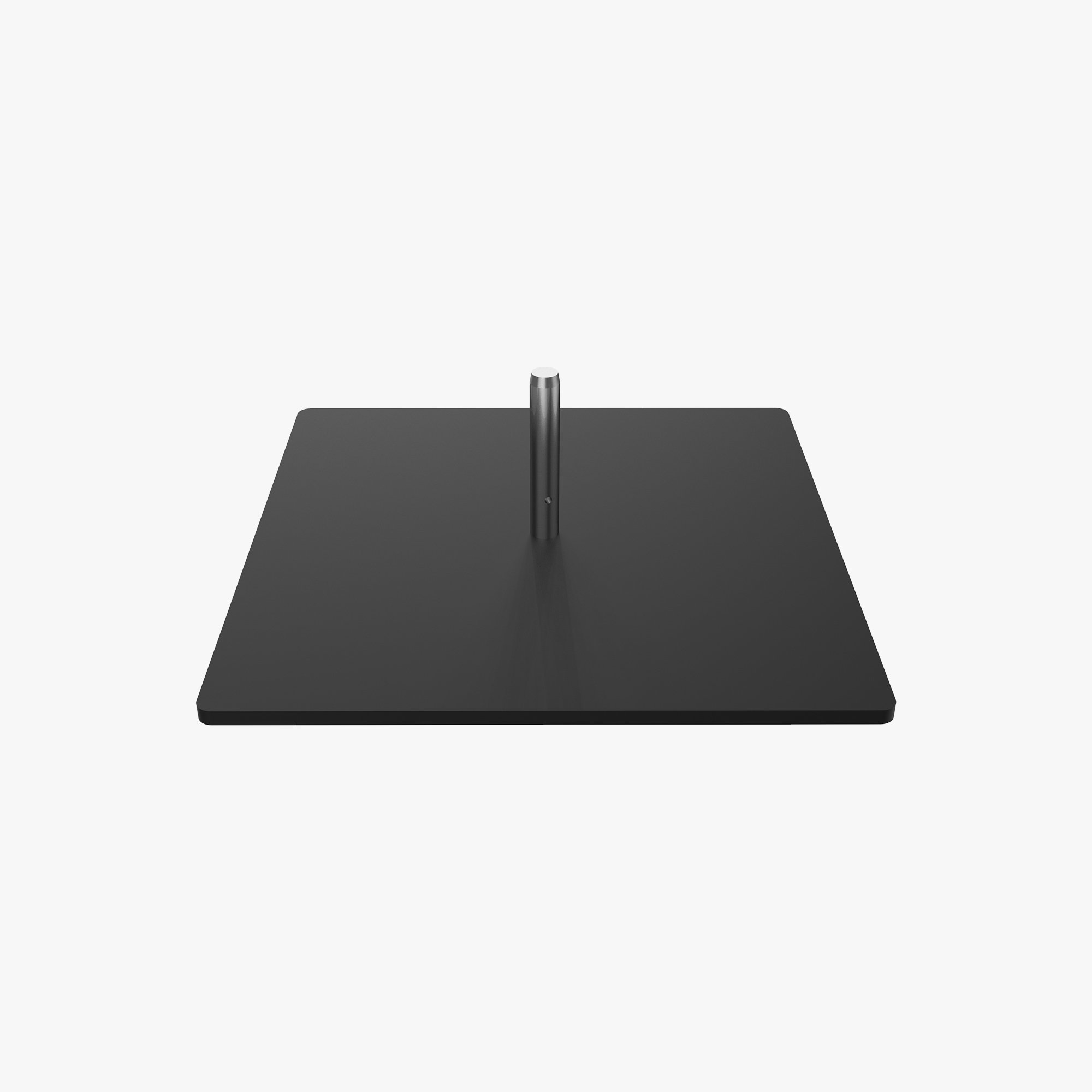 Square steel flag base for indoor and outdoor hard surfaces