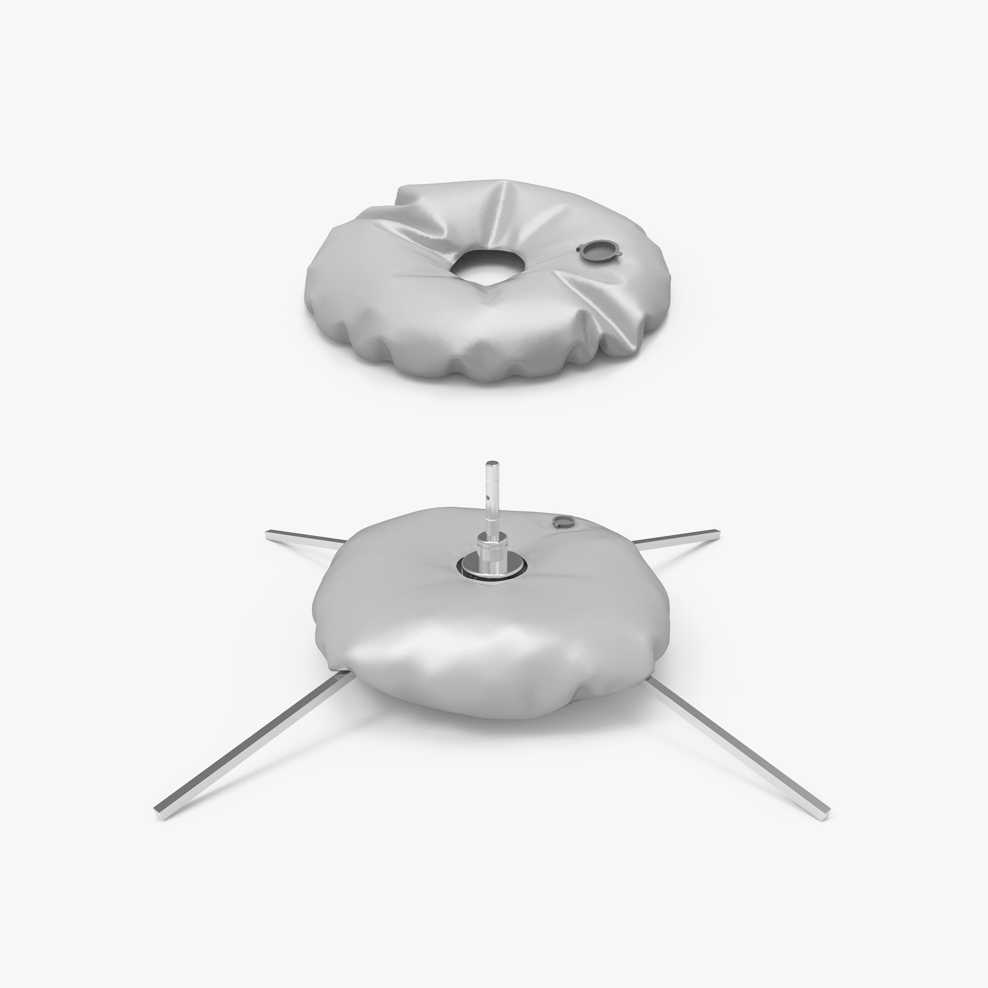 Water bag weight placed over a flag cross base