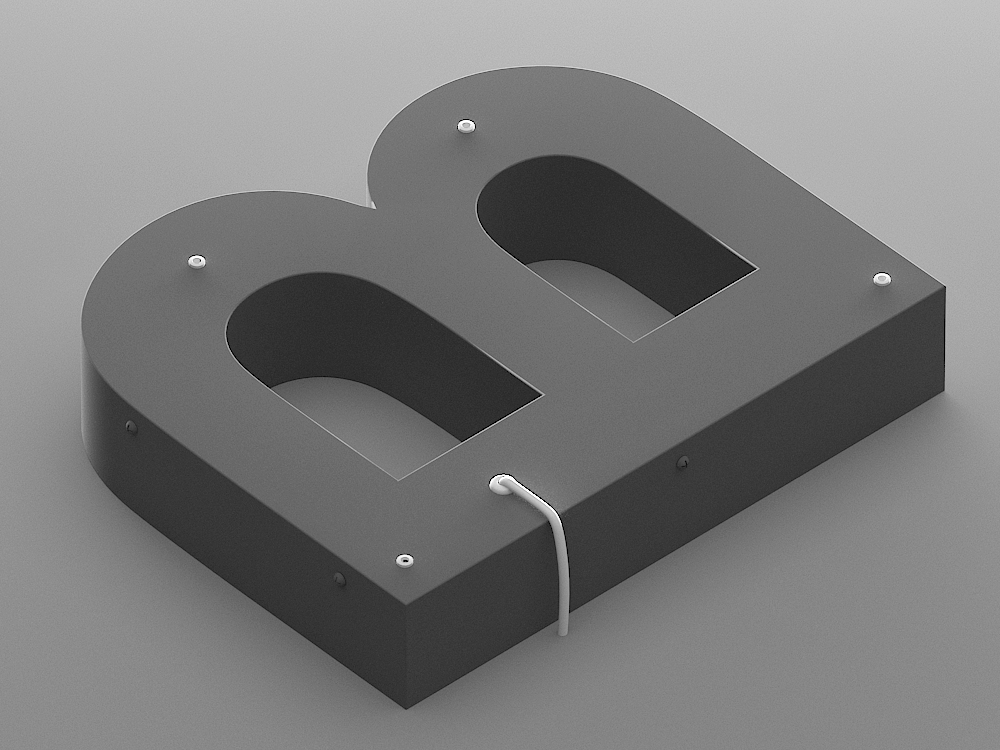 Back view of an inset acrylic face lit channel letter showing the LED modules